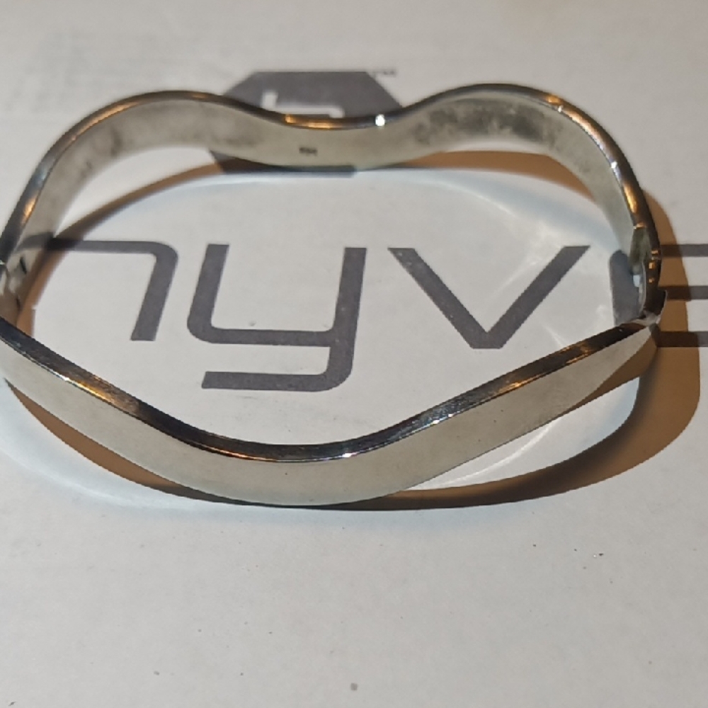 Silver Wave Bangle Bracelet